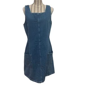 Vintage Corduroy Denim Jumper Dress Y2K 90s Size Large